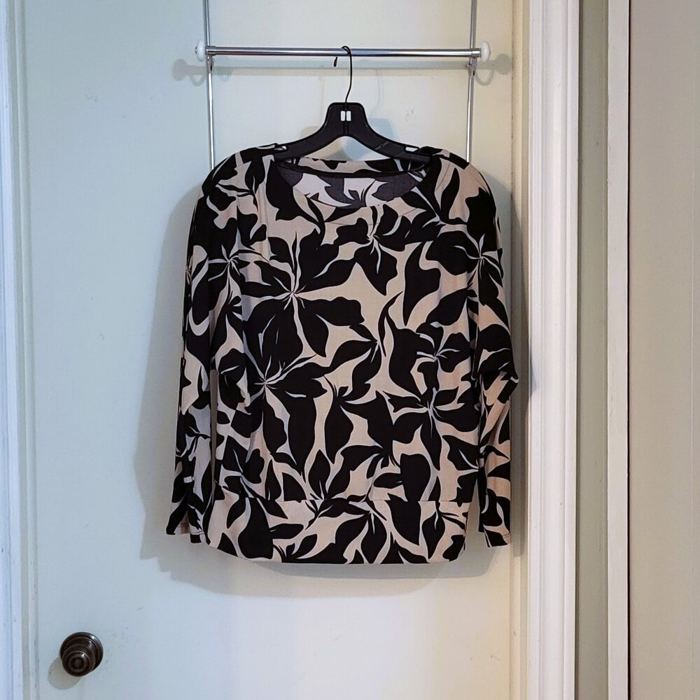 Elegant Black Beige Women Blouse